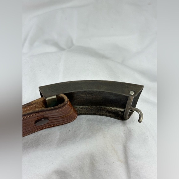 Vintage sterling 925 abalone belt buckle marlin Tony Lama lizard Mexico size 38 - Picture 15 of 15